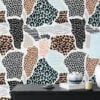 Abstract Leopard Print Illustration Wallpaper, Animal Monochrome & Brown Wall Design Peel & Stick Wall Mural