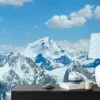 Large Snowy Mountains With A Beautiful View Wallpaper, Majestic Mountain Peaks Peel & Stick Wall Mural