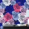 Colorful Abstract Roses Pattern Wallpaper, Bold Blue & Pink Floral Design Peel & Stick Wall Mural