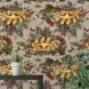 Floral Mystic Sun Illustration With Butterflies And Dragonflies Wallpaper, Enchanted Forest Peel & Stick Wall Mural