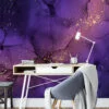 Deep Purple Marble Illustration Wallpaper, Galactic Purple Marble Peel & Stick Wall Mural