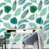 Tropical Leaves Illustration With A White Background Wallpaper, Assorted Greenery Peel & Stick Wall Mural