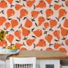 Simple Orange Pears Pattern Illustration Wallpaper, Abstract Autumn Pears Peel & Stick Wall Mural