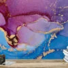Various Colored Alcohol Ink Art Marble Wallpaper, Sapphire And Amethyst Marble Peel & Stick Wall Mural