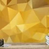 Abstract Yellow Shapes Pattern Illustration Wallpaper, Chic Geometric Peel & Stick Wall Mural