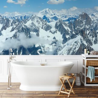 Large Snowy Mountains With A Beautiful View Wallpaper, Majestic Mountain Peaks Peel & Stick Wall Mural