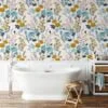 Abstract Flat Art botanical Illustration Wallpaper, Elegant Nature-Inspired Contemporary Decor Peel & Stick Wall Mural