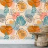 Flat Abstract Line Art Illustration, Modern Organic Shapes Peel & Stick Wall Mural