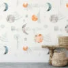 Watercolor Style Moon Pattern Illustration Wallpaper, Celestial Moon Phases Peel & Stick Wall Mural