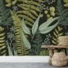 Vintage Style Plants And Leaves With A Dark Background Wallpaper, Nature Inspired Design Peel & Stick Wall Mural