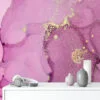 Pink Shades Alcohol Ink Art Marble Wallpaper, Sparkling Pink Marble Peel & Stick Wall Mural