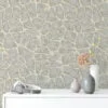 Desert Cracked Stones Pattern Wallpaper, Neutral Toned Faux Surface Design Peel & Stick Wall Mural