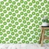 Kiwi Slices Illustration Wallpaper, Vibrant Green Kitchen Decor Peel & Stick Wall Mural