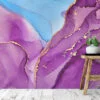 Bright Purple And Blue Alcohol Ink Art Marble Wallpaper, Majestic Purple Marble Peel & Stick Wall Mural