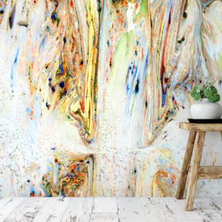 Abstract Colorful Alcohol Ink Art Wallpaper, Swirling Marble Elegance Peel & Stick Wall Mural