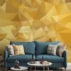 Abstract Yellow Shapes Pattern Illustration Wallpaper, Chic Geometric Peel & Stick Wall Mural