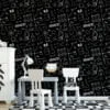 Chalkboard With Chemistry Icons Illustrations Wallpaper, Black and White Science Theme Wall Mural for Kids and Classrooms