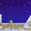 Pixel Art Night Sky With Stars Wallpaper, Minimalist Pixel Star Field Peel & Stick Wall Mural