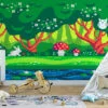 Pixel Art Forest Kids Room Wallpaper, Enchanted Forest Pixel Art Peel & Stick Wall Mural