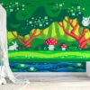 Pixel Art Forest Kids Room Wallpaper, Enchanted Forest Pixel Art Peel & Stick Wall Mural