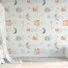 Watercolor Style Moon Pattern Illustration Wallpaper, Celestial Moon Phases Peel & Stick Wall Mural