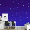 Pixel Art Night Sky With Stars Wallpaper, Minimalist Pixel Star Field Peel & Stick Wall Mural