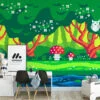 Pixel Art Forest Kids Room Wallpaper, Enchanted Forest Pixel Art Peel & Stick Wall Mural