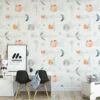 Watercolor Style Moon Pattern Illustration Wallpaper, Celestial Moon Phases Peel & Stick Wall Mural