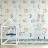 Watercolor Style Moon Pattern Illustration Wallpaper, Celestial Moon Phases Peel & Stick Wall Mural