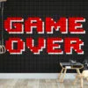 Game Over Video Game Pixel Art Wallpaper, Nostalgic Gamer Wall Decor Peel & Stick Wall Mural