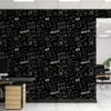 Chalkboard With Chemistry Icons Illustrations Wallpaper, Black and White Science Theme Wall Mural for Kids and Classrooms