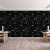Chalkboard With Chemistry Icons Illustrations Wallpaper, Black and White Science Theme Wall Mural for Kids and Classrooms