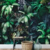 Exotic Botanical Green Jungle Oasis Wallpaper, Green Botanical Plants Peel & Stick Wall Mural