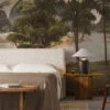 Sunset Palms Riverside Wallpaper, Exotic Landscape Tropical Trees Peel & Stick Wall Mural