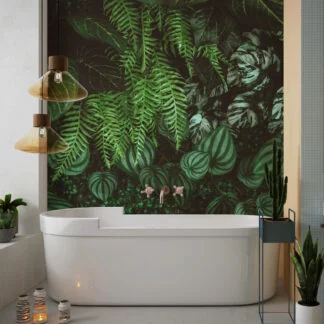 Enigmatic Forest Leaves Wallpaper, Tropical Dark Green Plants And Leaves Peel & Stick Wall Mural