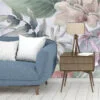 Serene Botanical Garden Florals Wallpaper, Large Cool-Toned Tropical Leaves Peel & Stick Wall Mural
