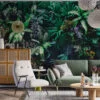 Exotic Botanical Green Jungle Oasis Wallpaper, Green Botanical Plants Peel & Stick Wall Mural