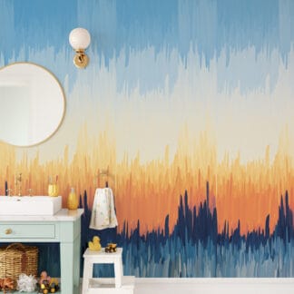 Colorful Abstract Brushstroke Sunset Peel and Stick Wallpaper, Vibrant Vertical Gradient Wall Mural, Modern Painterly Kids Room Removable Wallpaper
