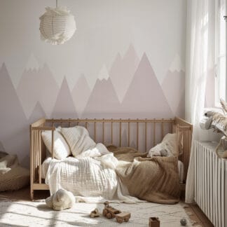 Pastel Mountain Peel and Stick Wallpaper, Nordic Nursery Wall Mural, Watercolor Kids Wallpaper