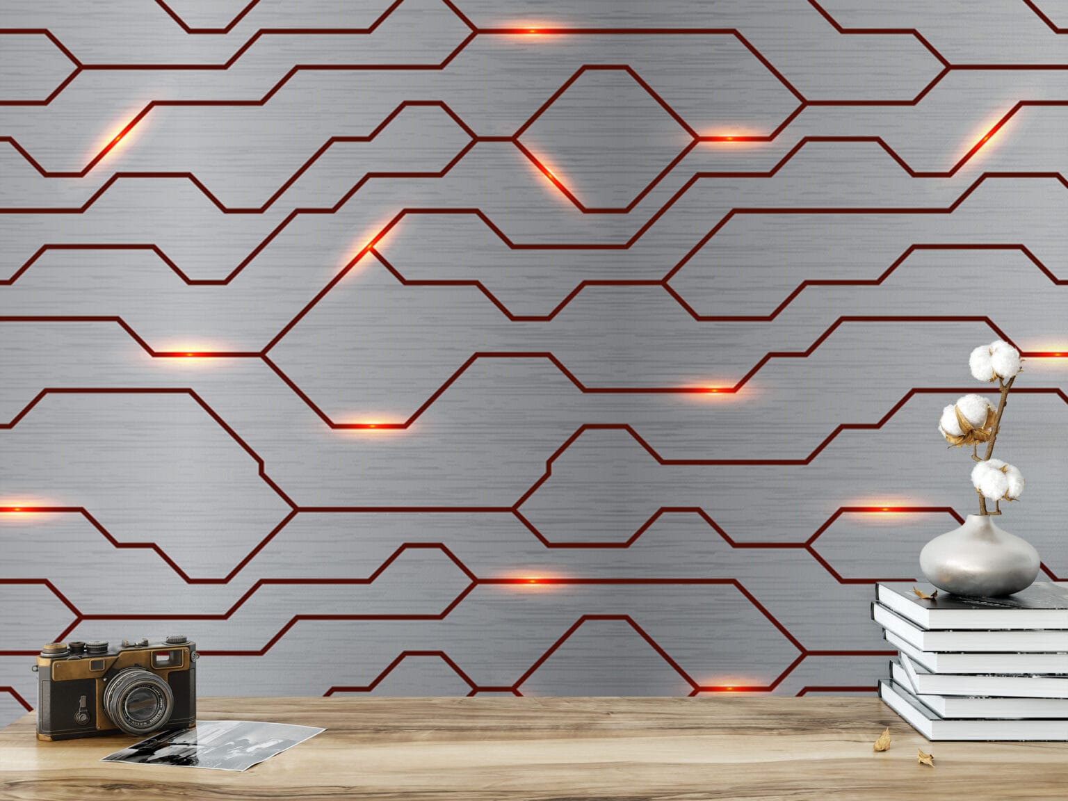 Futuristic Cyber Circuit Board Peel and Stick Wallpaper, Glowing Tech ...