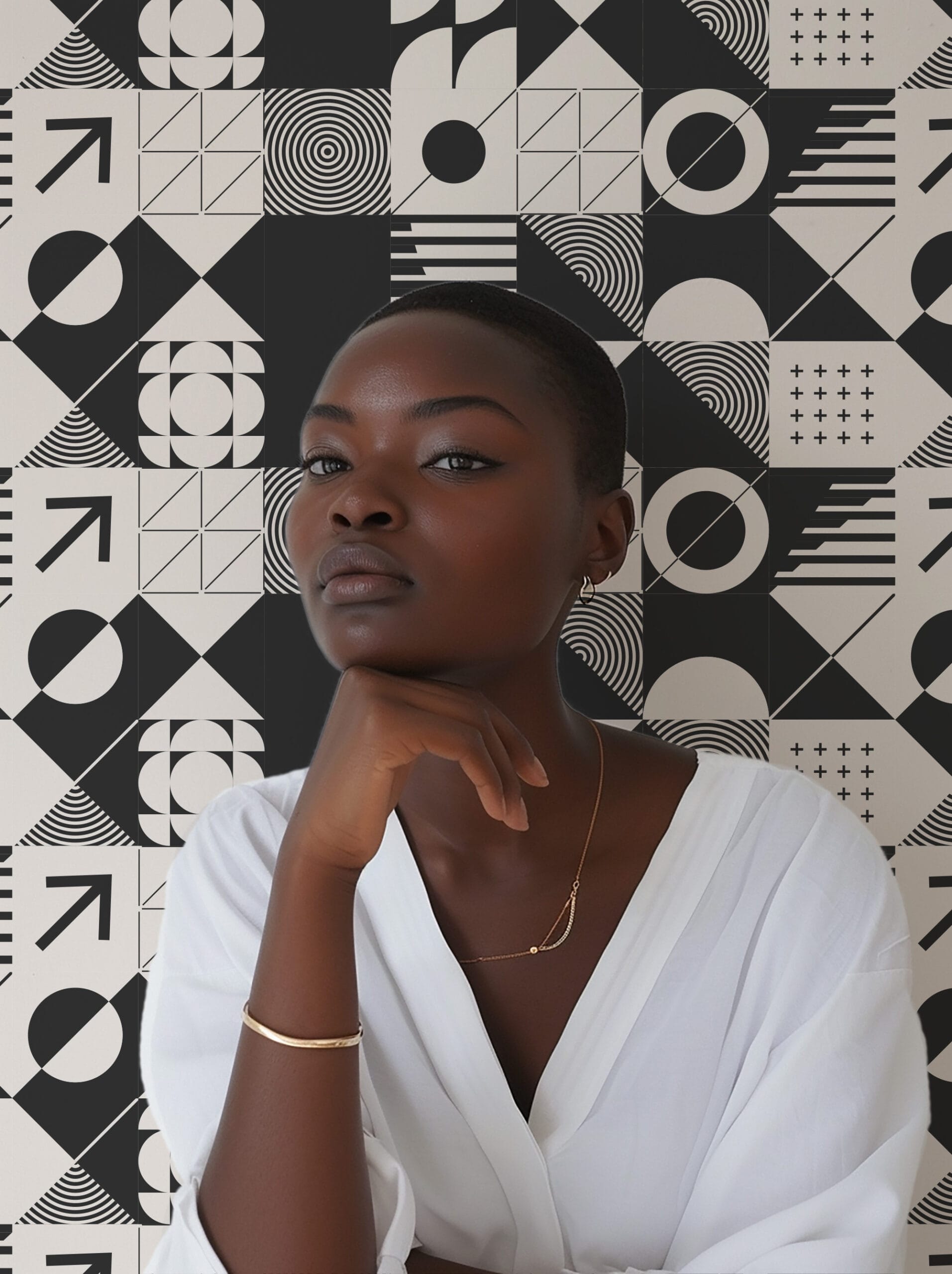 Modern Bauhaus Geometric Peel and Stick Wallpaper, Black and White Abstract Tile Wall Mural, Contemporary Minimalist Self Adhesive Wallpaper