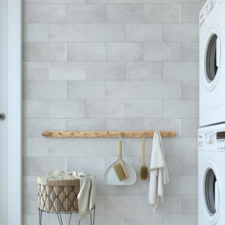 Modern Light Grey Subway Tile Peel and Stick Wallpaper, Minimalist Brick Faux Texture Wall Mural, Clean Neutral Laundry Room Removable Wallpaper