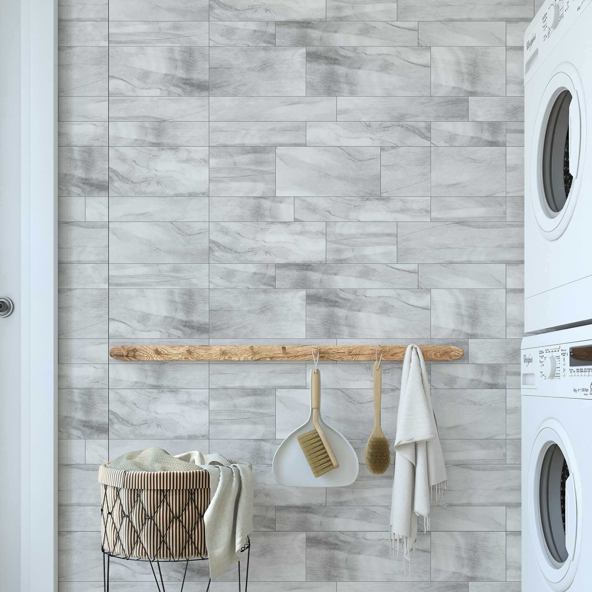 Modern Grey Marble Subway Tile Peel and Stick Wallpaper, Faux Marble Texture Wall Mural, Contemporary Kitchen Backsplash Removable Wallpaper