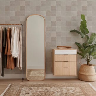 Neutral Checkered Stone Tile Peel and Stick Wallpaper, Minimalist Beige Faux Texture Wall Mural, Modern Limestone Grid Removable Wallpaper