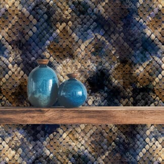 Modern Navy and Brown Snakeskin Peel and Stick Wallpaper, Faux Texture Reptile Scale Wall Mural, Contemporary Abstract Animal Print Wallpaper