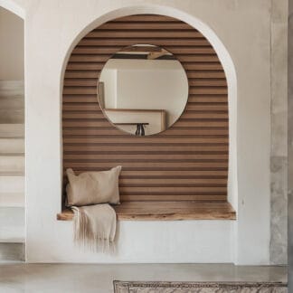 Modern Dark Walnut Horizontal Wood Slat Peel and Stick Wallpaper, Faux Timber Paneling Wall Mural, Rustic Industrial Removable Wallpaper