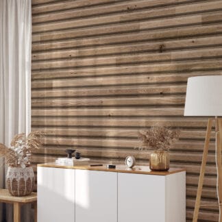 Rustic Horizontal Wood Log Peel and Stick Wallpaper, Natural Timber Faux Texture Wall Mural, Warm Brown Shiplap Removable Wallpaper