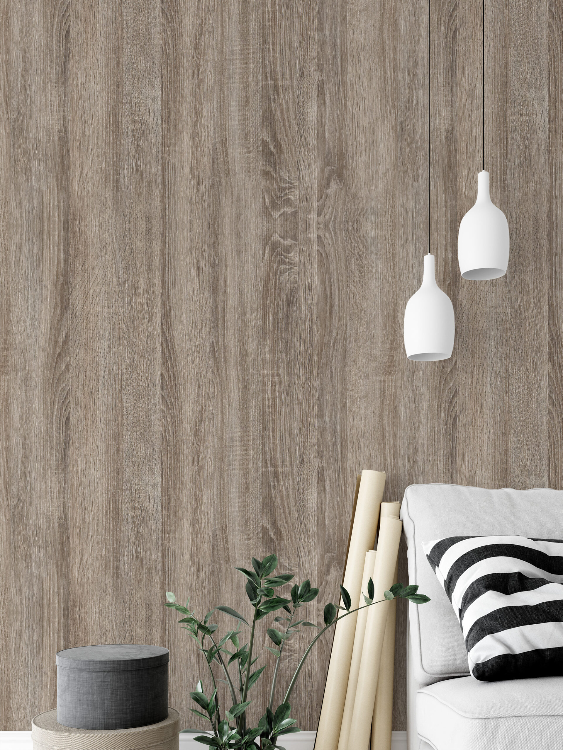 Modern Weathered Oak Vertical Wood Plank Peel and Stick Wallpaper, Light Grey-Brown Driftwood Faux Texture Wall Mural, Coastal Rustic Removable Wallpaper