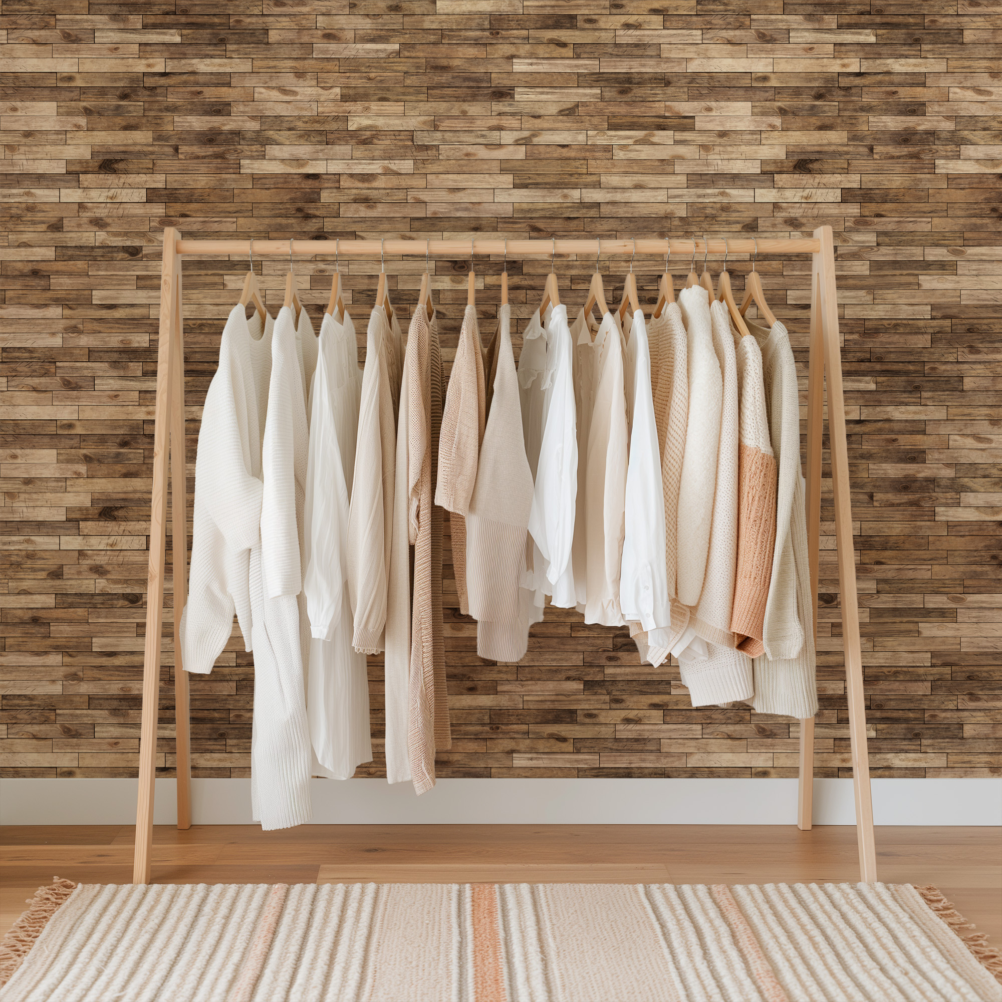 Rustic Distressed Wood Plank Peel and Stick Wallpaper, Faux Natural Timber Wall Mural, Vintage Brown Textured Removable Wallpaper