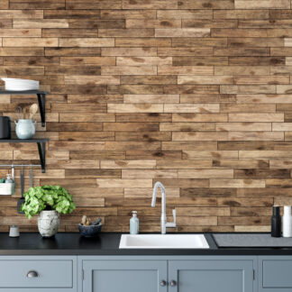 Rustic Distressed Wood Plank Peel and Stick Wallpaper, Faux Natural Timber Wall Mural, Vintage Brown Textured Removable Wallpaper